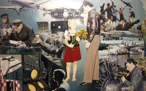 Amerikanisches Luftbrückengemälde anlässlich der 750-Jahr-Feier Berlins 1987.